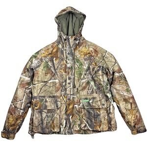 Vintage Remington Realtree Hardwoods Camo Hunting Jacket Heavyweight Hooded XL